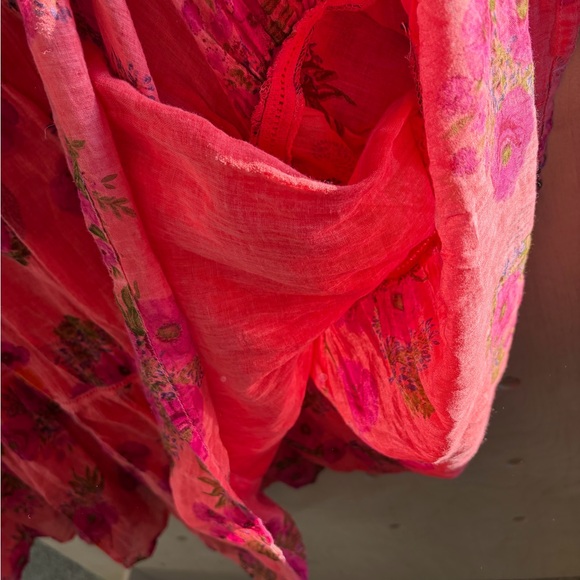 Anthropologie Raga Floral Cotton Tiered Maxi Skirt Drawstring Waist Women’s L - Picture 7 of 7